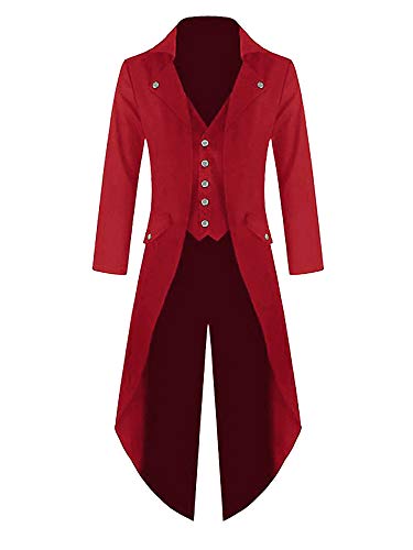 Runcati Mens Steampunk Victorian Jacket Gothic Tailcoat Costume Vintage Tuxedo Viking Renaissance Pirate Halloween Coats