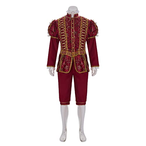 Victorian Costume Men Rococo Costume Suit Jacket Vest Prince Cosplay Halloween