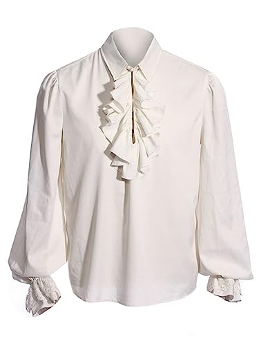 Bbalizko Mens Pirate Shirt Ruffle Victorian Renaissance Steampunk Vampire Poet Shirts Gothic Medieval Costume