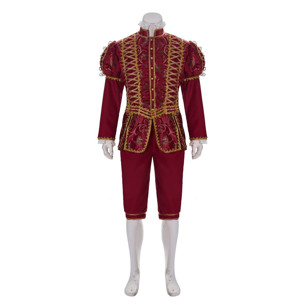 Victorian Costume Men Rococo Costume Suit Jacket Vest Prince Cosplay Halloween