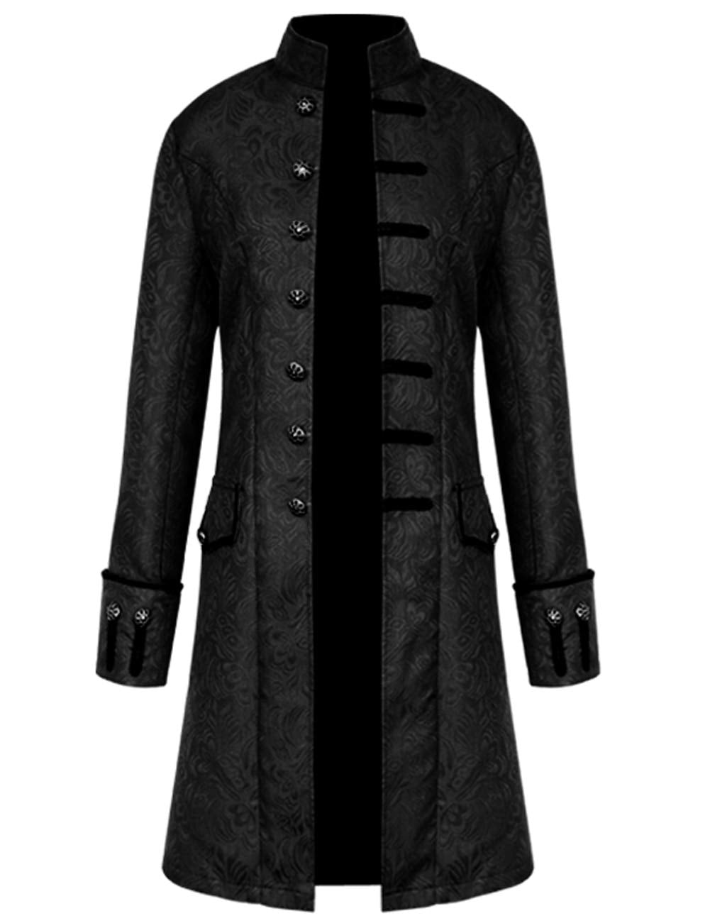 Angelaicos Men's Steampunk Coat Colonial Jacket Vintage Medieval Victorian Costume Tailcoat