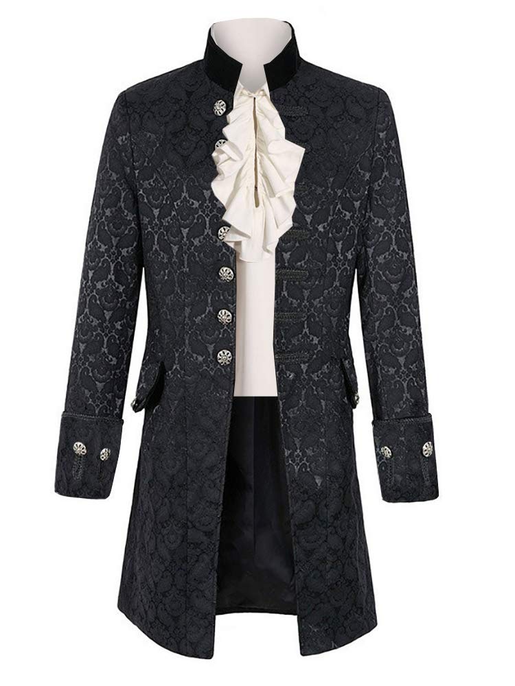 Mens Steampunk Medieval Jacket Pirate Viking Renaissance Costume Formal Tailcoat Gothic Victorian Halloween Tuxedo Coats