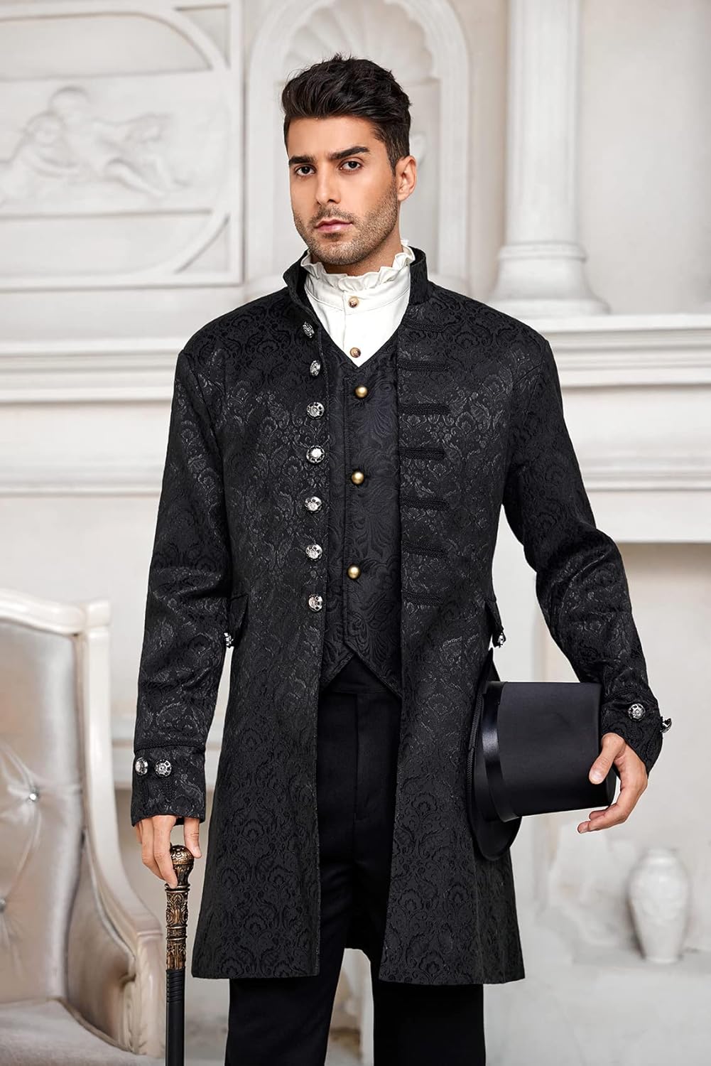 Mens Steampunk Medieval Jacket Pirate Viking Renaissance Costume Formal Tailcoat Gothic Victorian Halloween Tuxedo Coats